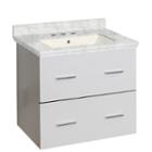 23.75-in. W Wall Mount White Vanity Set For 3h8-in. Drilling Bianca Carara Top Biscuit Um Sink