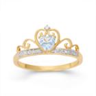 Heart-shaped Simulated Blue Topaz & Cubic Zirconia 18k Gold Over Silver Ring