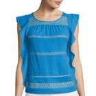 A.n.a Short-sleeve Ruffle Lace Top - Petite
