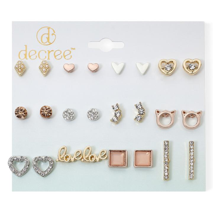 Decree 12-pc. Gold-tone Fashion Stud Earring Set