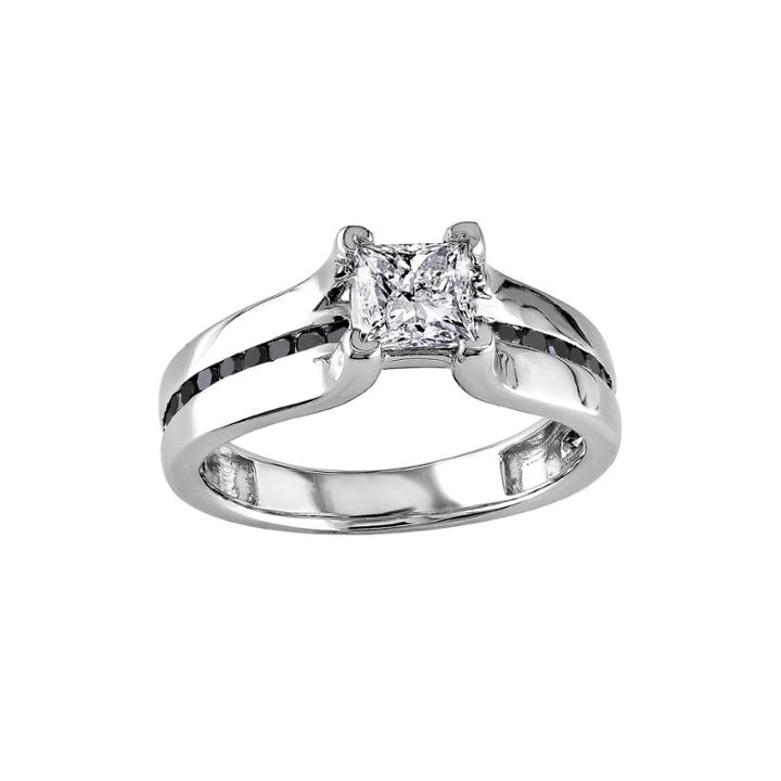 Midnight Black Diamond 1 Ct. T.w. White & Color-enhanced Black Diamond 14k White Gold Engagement Ring