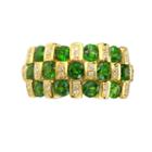 Womens Genuine Chrome Diopside Green 14k Gold Over Silver Side Stone Ring