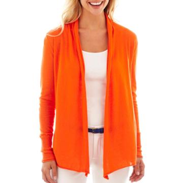 Jcp&trade; Long-sleeve Flyaway Cardigan Sweater - Petite