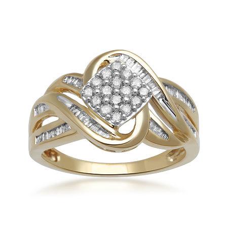 1/2 Ct. T.w. Diamond 10k Yellow Gold Multi-top Bypass Ring