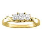 Love Lives Forever Womens 1/2 Ct. T.w. Princess White Diamond 14k Gold 3-stone Ring