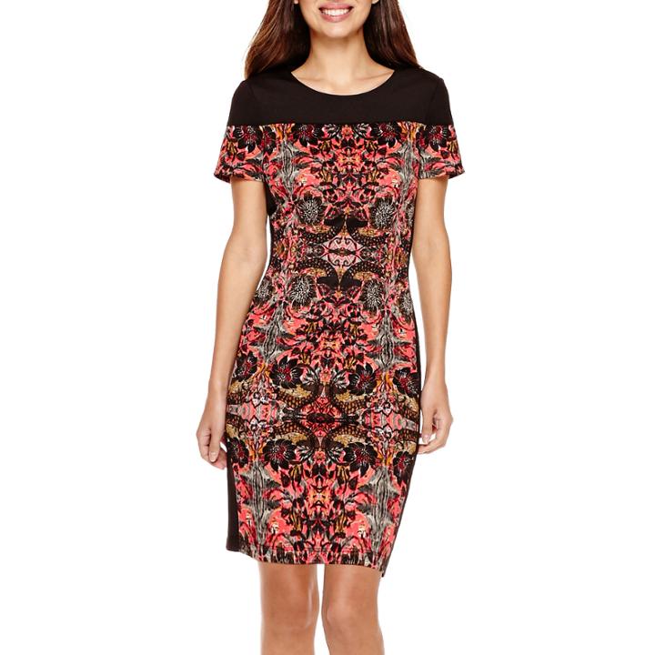 London Style Collection Short-sleeve Colorblock Sheath Dress - Petite