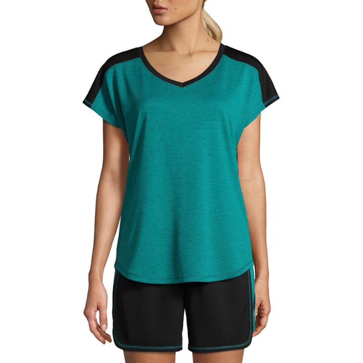St. John's Bay Active Short Sleeve Colorblock Tee Womens