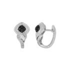 1/3 Ct. T.w. White & Color-enhanced Black Diamond Sterling Silver Earrings