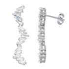 Lab Created White Sapphire Sterling Silver Rectangular Drop Earrings
