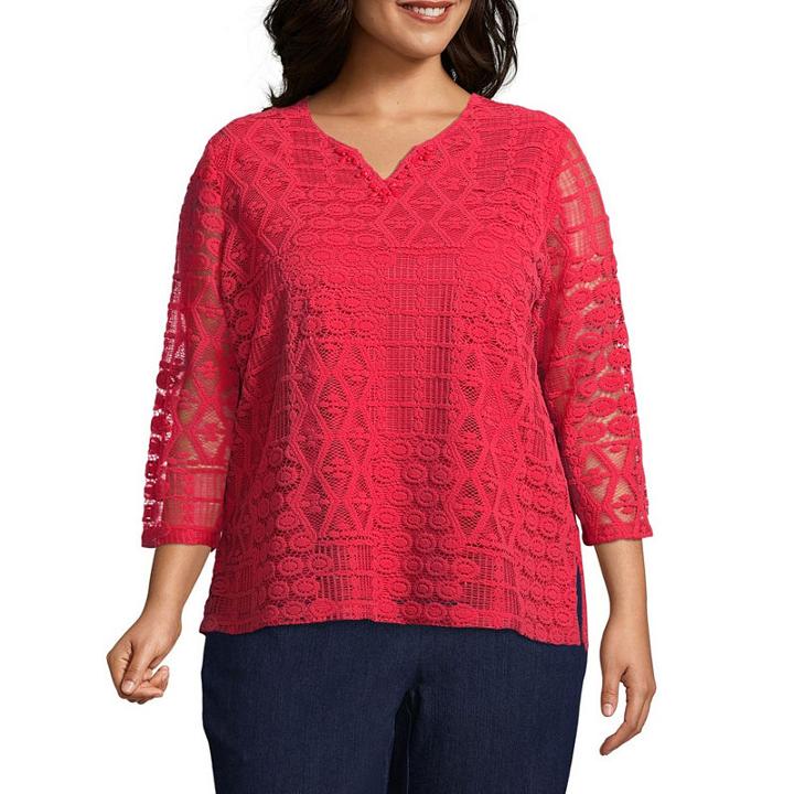 Alfred Dunner Out Of The Blue Lace Tee - Plus