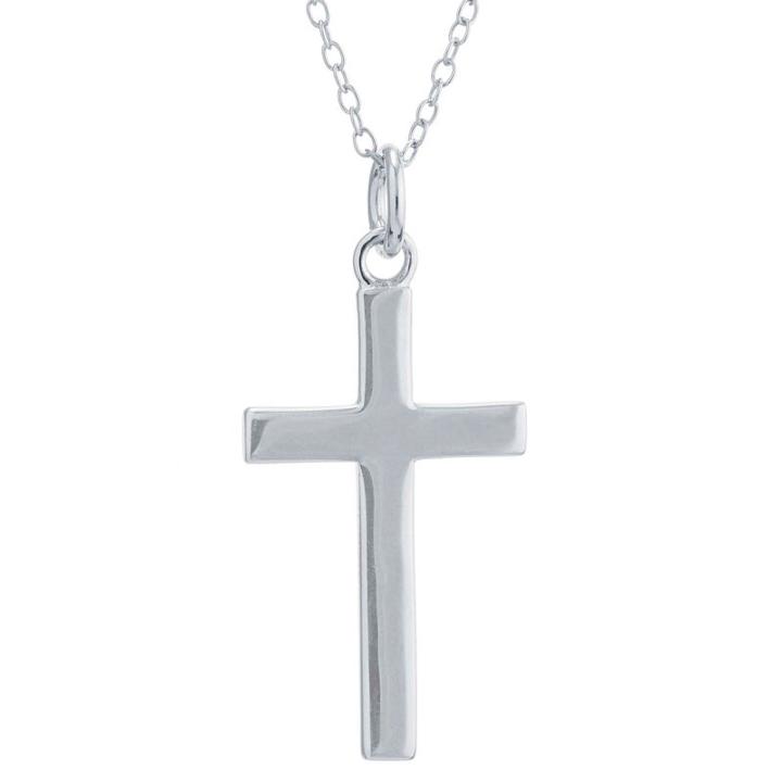 Silver Treasures Sterling Silver Cross Womens Pendant Necklace