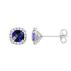 Lab Created Blue Sapphire 1/4 Inch Stud Earrings