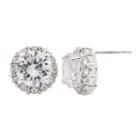 Sparkle Allure Sparkle Allure Greater Than 6 Ct. T.w. Round Clear Silver Over Brass Stud Earrings