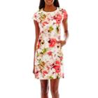 Liz Claiborne Cap-sleeve Textured Floral Print Dress