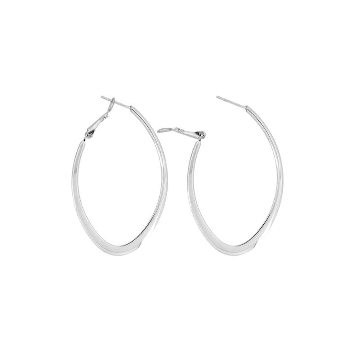 Stainless Steel Oval 50mm Hoop Earrings