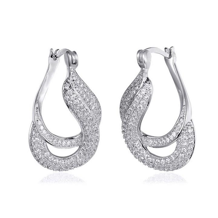 Lab Created White Sapphire Sterling Silver 30.4mm Hoop Earrings