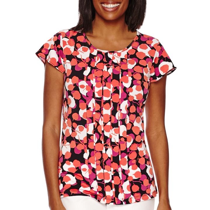 Liz Claiborne Flutter-sleeve Pleat Top - Tall