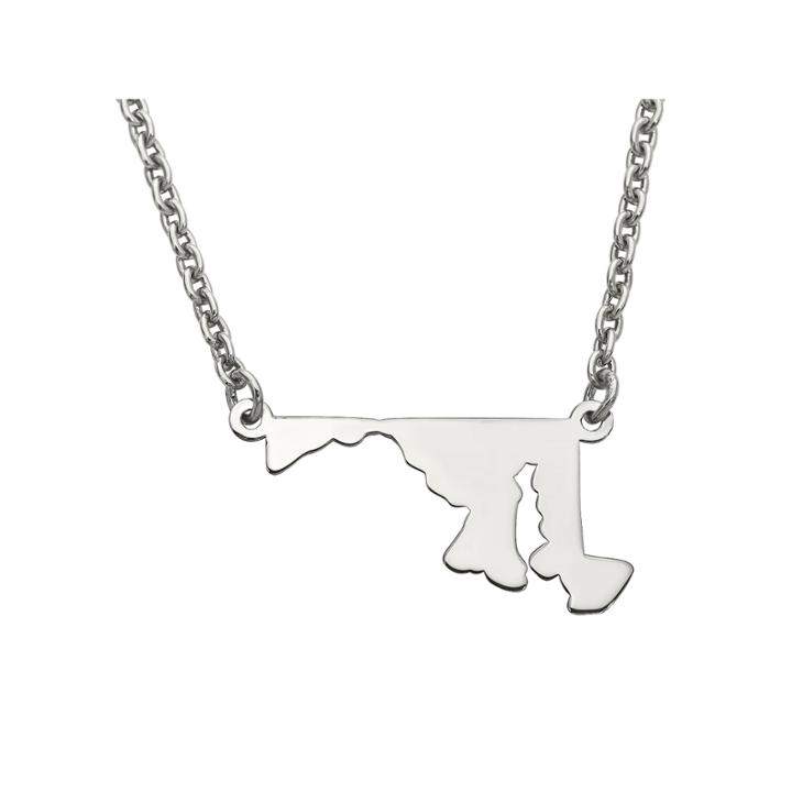 Personalized Sterling Silver Maryland Pendant Necklace