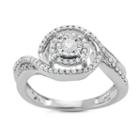 Womens 3/8 Ct. T.w. Round White Diamond Sterling Silver Engagement Ring