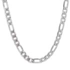 Steeltime Stainless Steel Figaro 24 Inch Chain Necklace