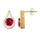Lab Created Red Ruby 16mm Round Stud Earrings