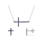 Simulated Amethyst Sterling Silver Necklace & Earrings 2 Piece Set