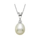 Certified Sofia&trade; Cultured Freshwater Pearl & Sapphire 14k White Gold Necklace