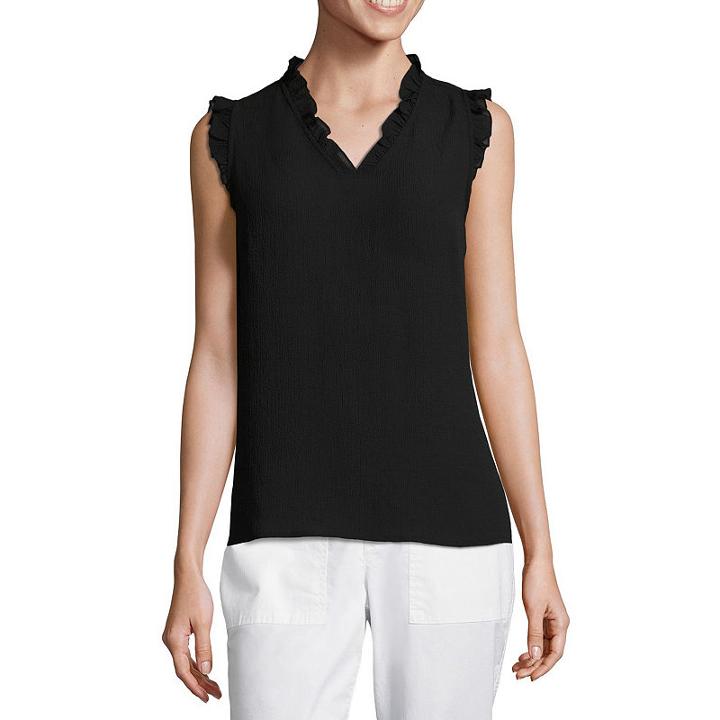 Liz Claiborne V-neck Ruffle Shells