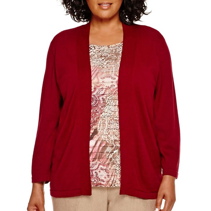 Alfred Dunner Villa D'este 3/4-sleeve Ruffle Layered Sweater - Plus