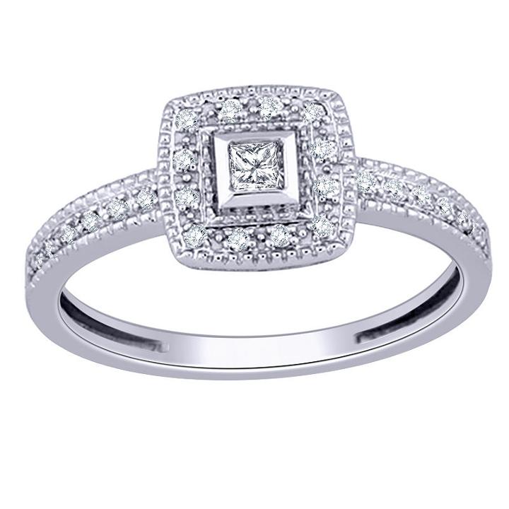 Promise My Love Womens 1/6 Ct. T.w. Princess White Diamond 10k Gold Promise Ring