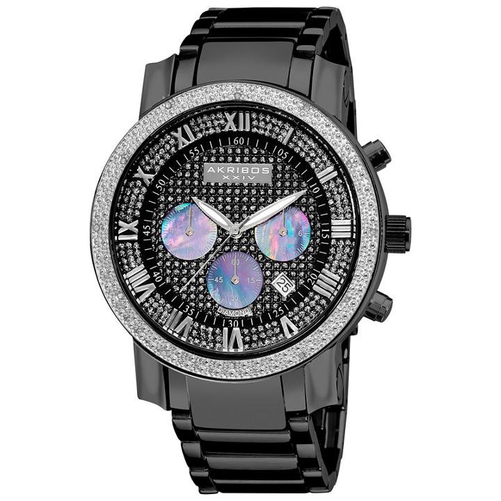 Akribos Xxiv Mens Black Strap Watch-a-439bk