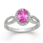 Womens Sapphire Pink Sterling Silver Oval Cocktail Ring