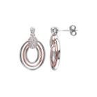 1/6 Ct. T.w. Diamond Sterling Silver & Rose Gold Over Silver Circle Drop Earrings