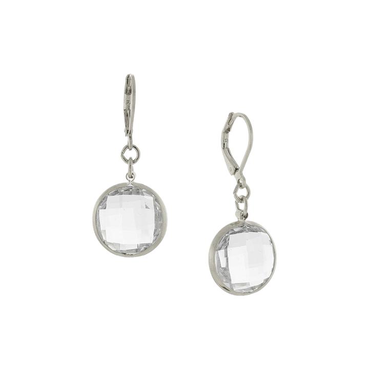 1928 Silver-tone Crystal Drop Earrings