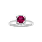Cushion-cut Lab-created Ruby And Genuine White Topaz Sterling Silver Ring