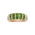 Limited Quantities Genuine Chrome Diopside And Diamond-accent Yellow Gold Band