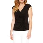 Black Label By Evan-picone Sleeveless V Neck Jersey Blouse