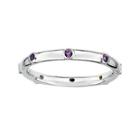 Personally Stackable Genuine Amethyst Sterling Silver Station Ring