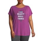 Gaiam Short Sleeve Scoop Neck T-shirt-womens Plus