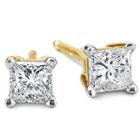 1/3 Ct. T.w. Princess Diamond Studs 14k Yellow Gold