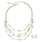 Faux Pearl & Bead Necklace & Earring Set