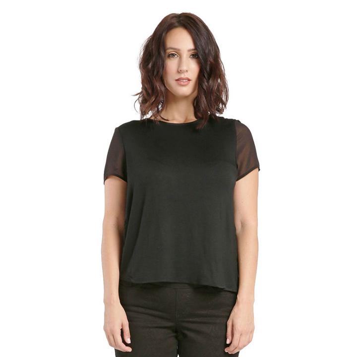 Women Gergette Wovenhigh-low Overblouse Jersey Knit Set-in Sleeve