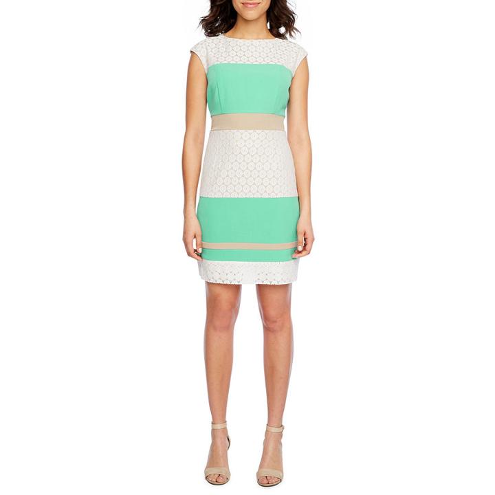 Studio 1 Sleeveless Lace Stripe Sheath Dress