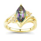 Genuine Mystic Topaz & Lab-created White Sapphire 14k Gold Over Silver Ring
