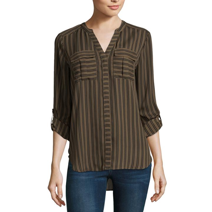 A.n.a 3/4 Sleeve V Neck Georgette Blouse