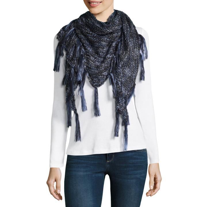 Mixit Shine Triangle Fringe Cold Weather Scarf
