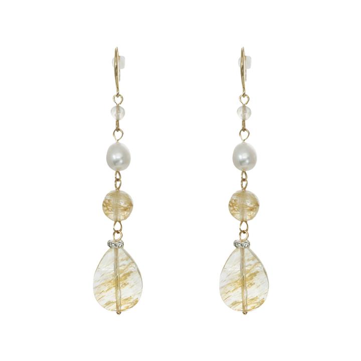 Rox By Alexa Rutilated Quartz Linear Drop Earrings
