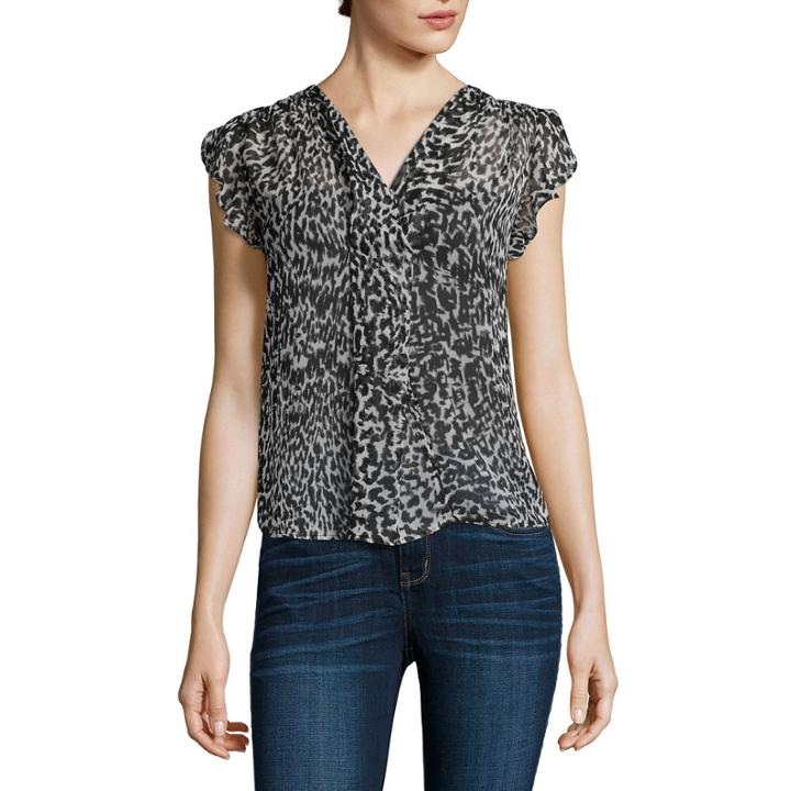 A.n.a Flutter-sleeve Popover Blouse - Petite
