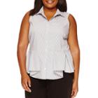 Worthington Sleeveless Stripe Button-front Shirt-plus