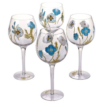 Certified International Greenhouse Set Of 4 Hand-painted Wine Glasses